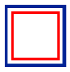 Cadre bleu borde de rouge, embleme de l'agence de demenagement du plateau de Saint-Germain